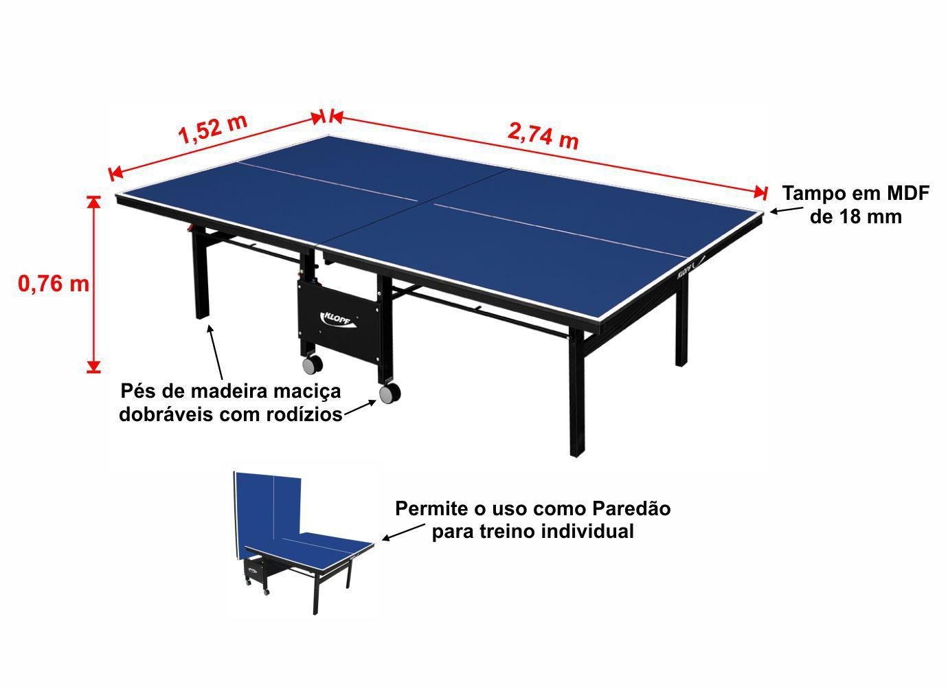 mesa de Ping Pong 1084 klopf medidas